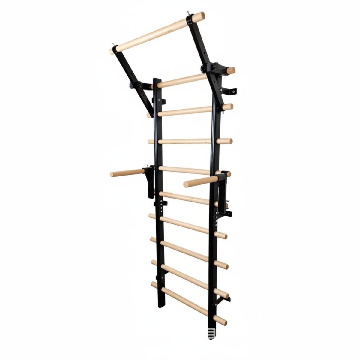 Wall Mounted Climbing Ladder with Metal and Wood Rungs for Home Training