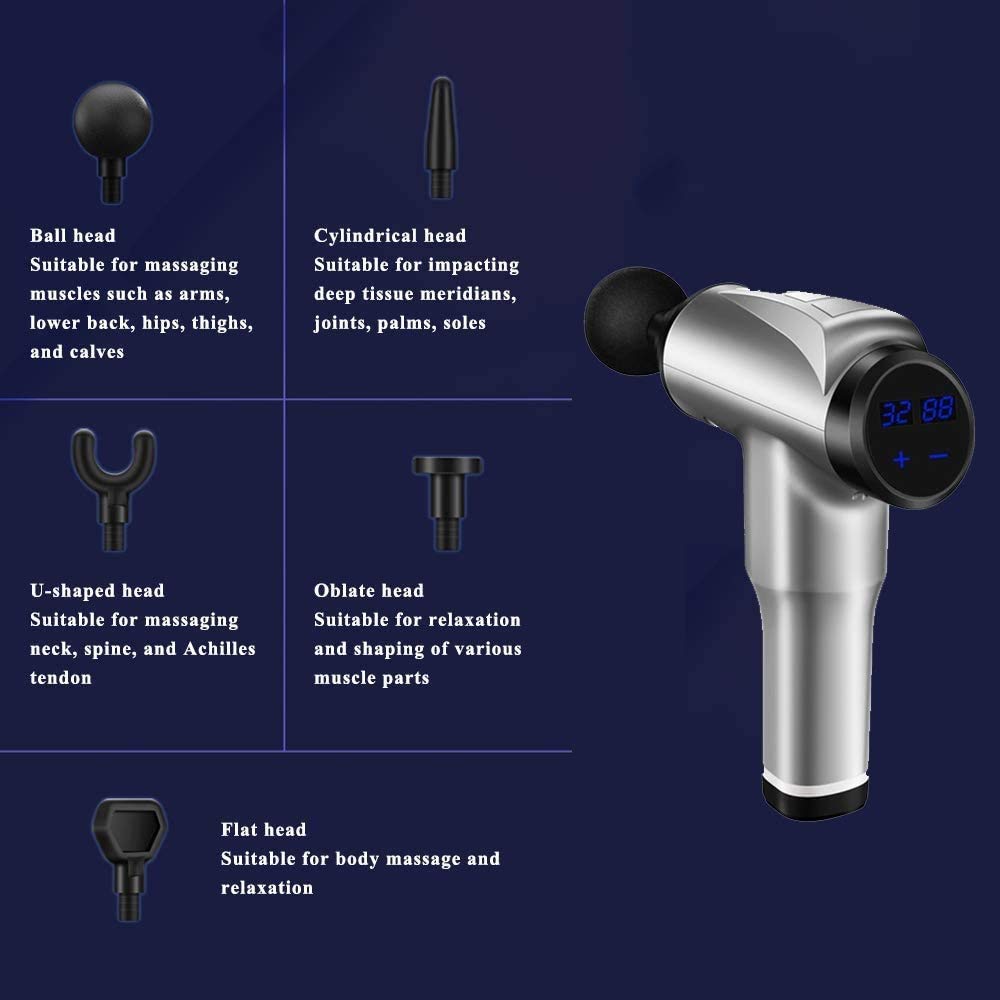 Deep Tissue Massage Gun with 5 Interchangeable Heads for Muscle Recovery