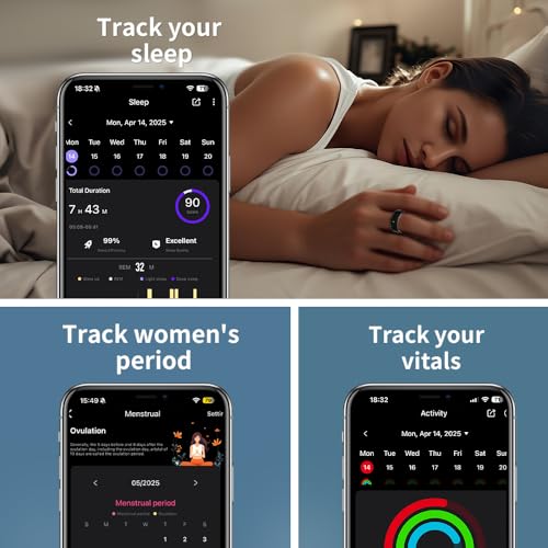 Smart Ring Fitness Tracker with Heart Rate and Activity Monitoring