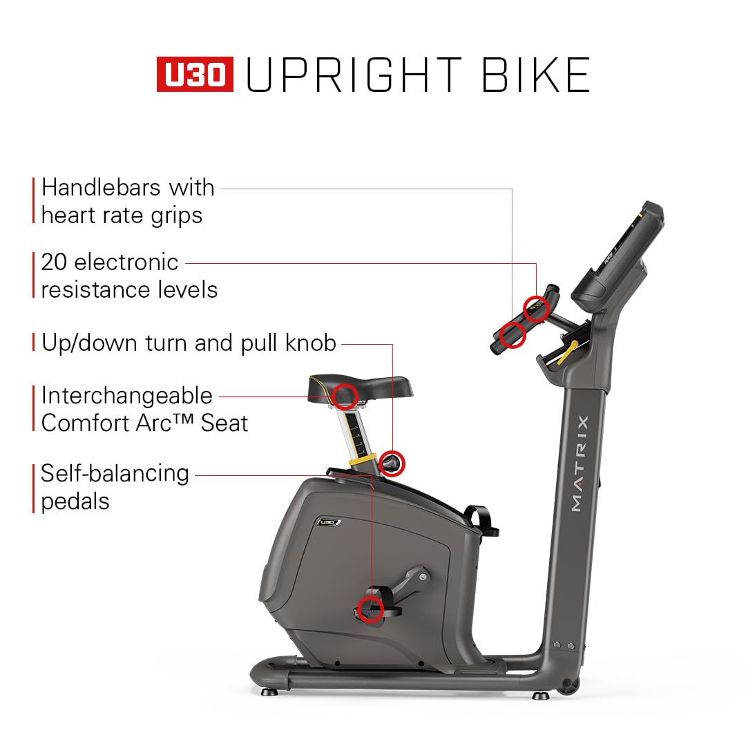 Matrix Fitness U30 Upright Bike, XER Touchscreen Display, Comfort Arc Seat