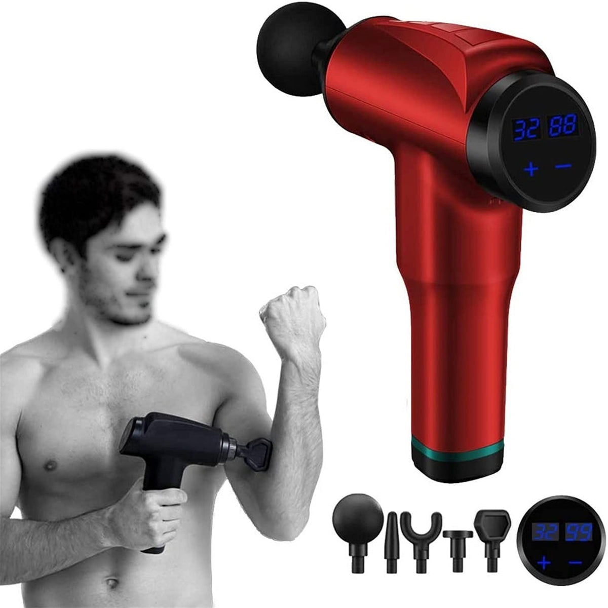 Deep Tissue Massage Gun with 5 Interchangeable Heads for Muscle Recovery