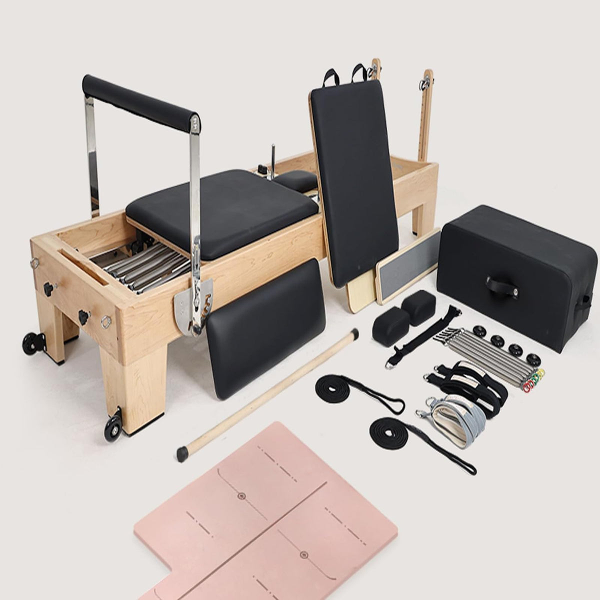 Wood Pilates Reformer Bed for Core and Body Training