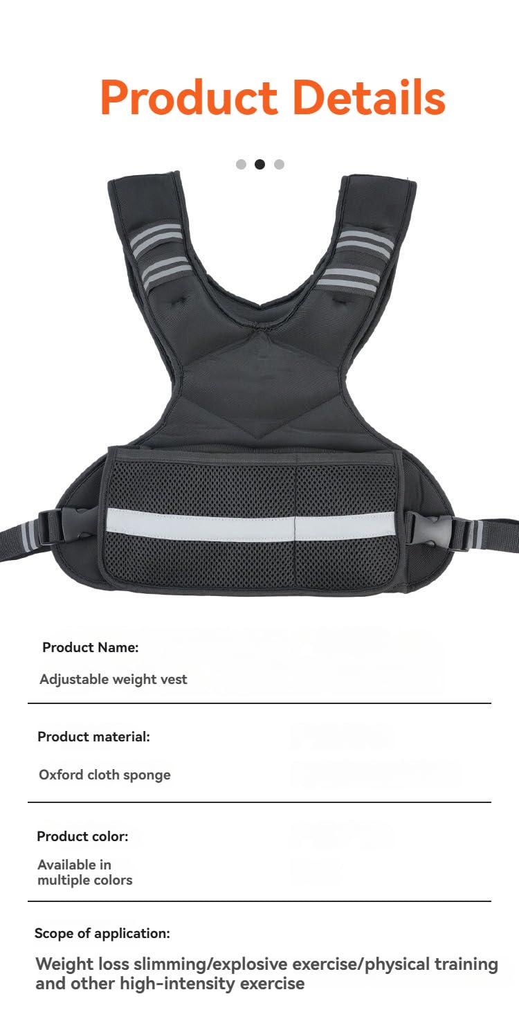 Adjustable Weighted Vest for Fitness Training and Running
