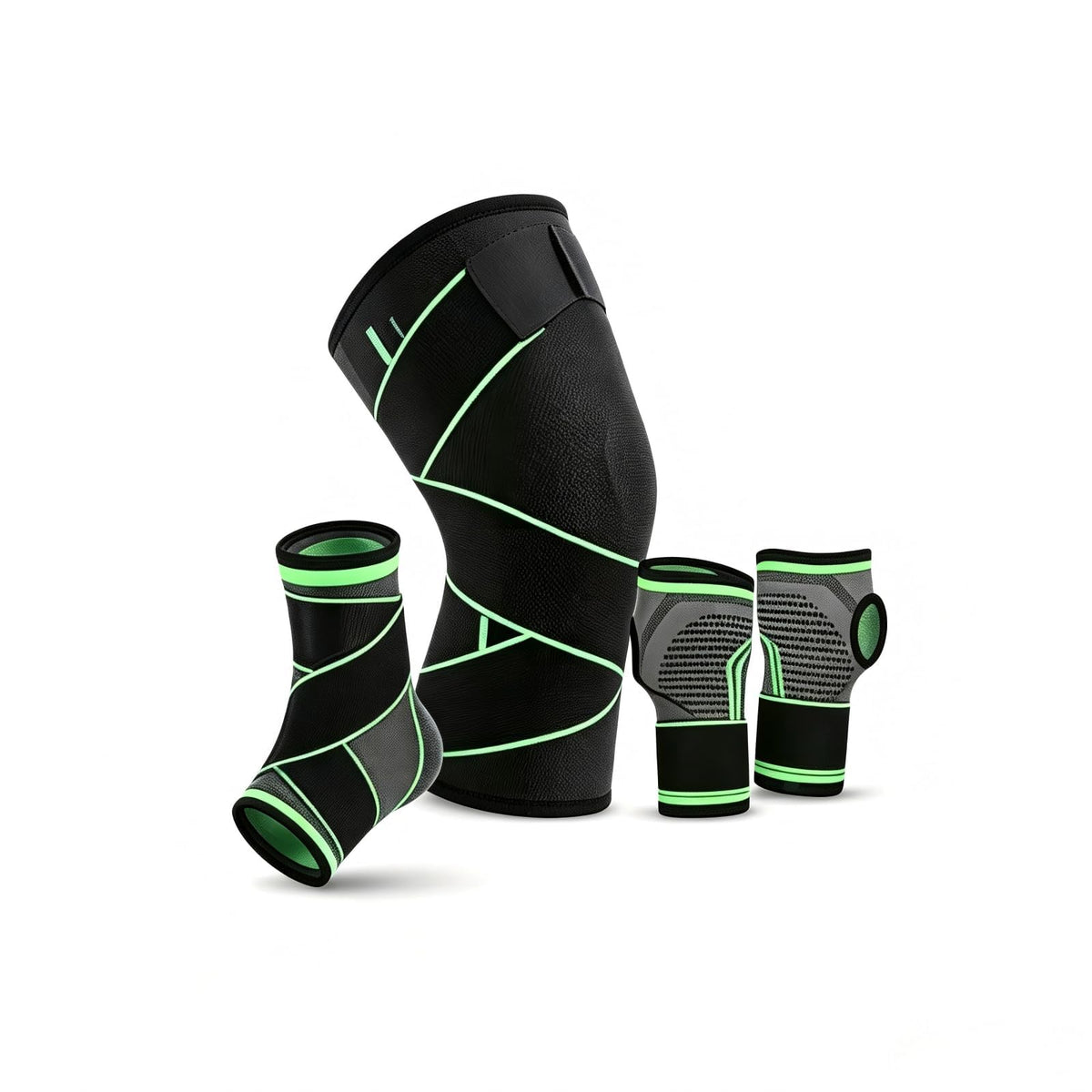 Adjustable Knee Protection Set with Compression Supports and Protective Gear