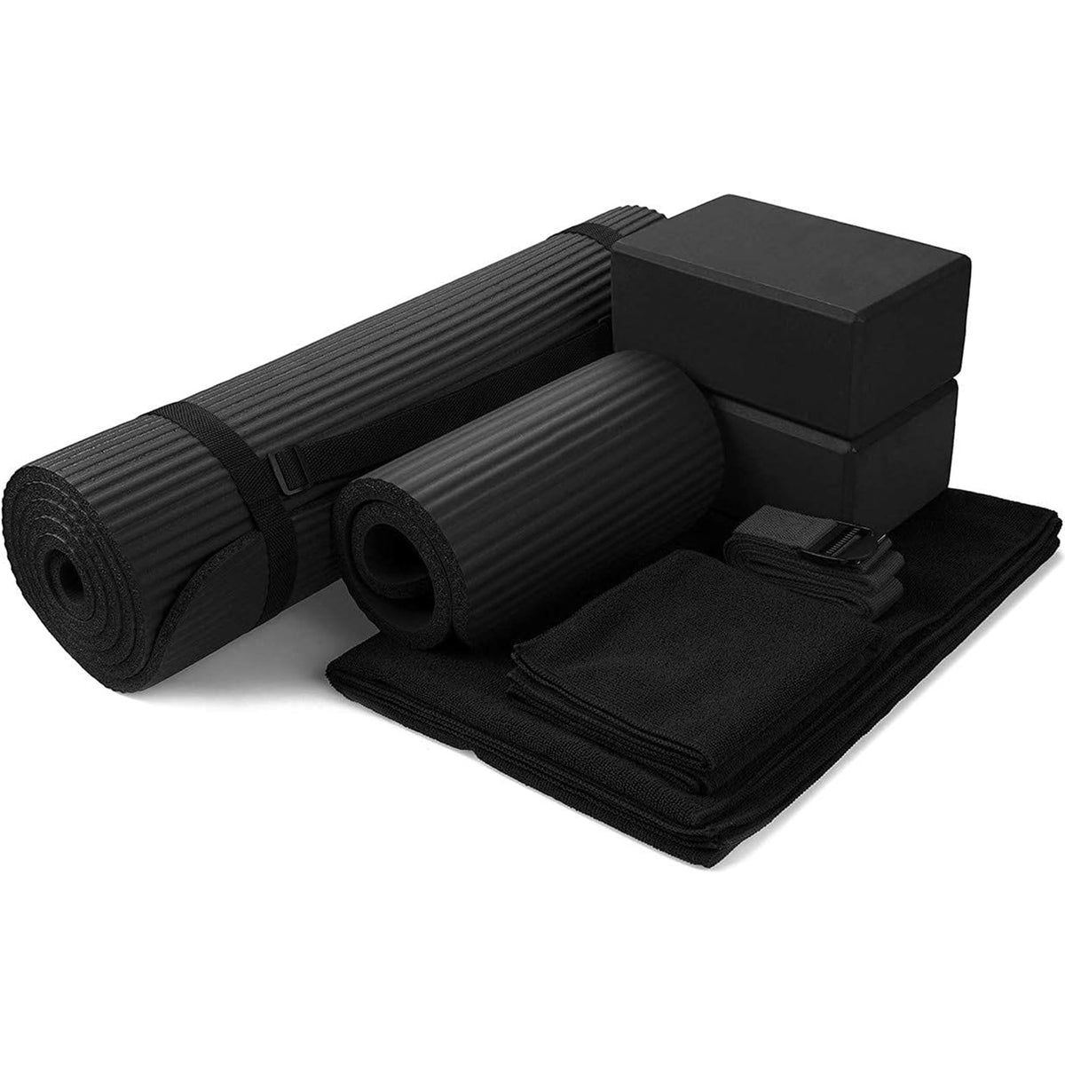 7-Piece Yoga Set with Extra Thick Mat, Blocks and Accessories for Home Workouts