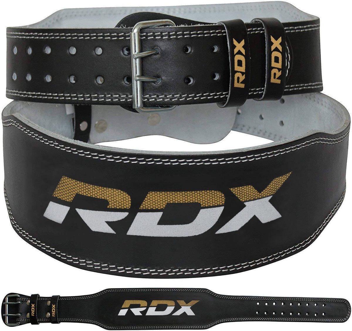 Leather Weightlifting Belt with Lumbar Support for Strength Training
