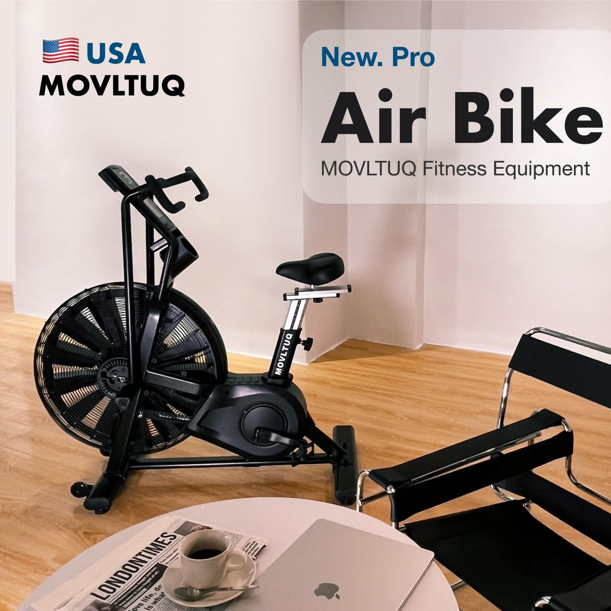 Air Resistance Exercise Bike with Dual Action Handlebars