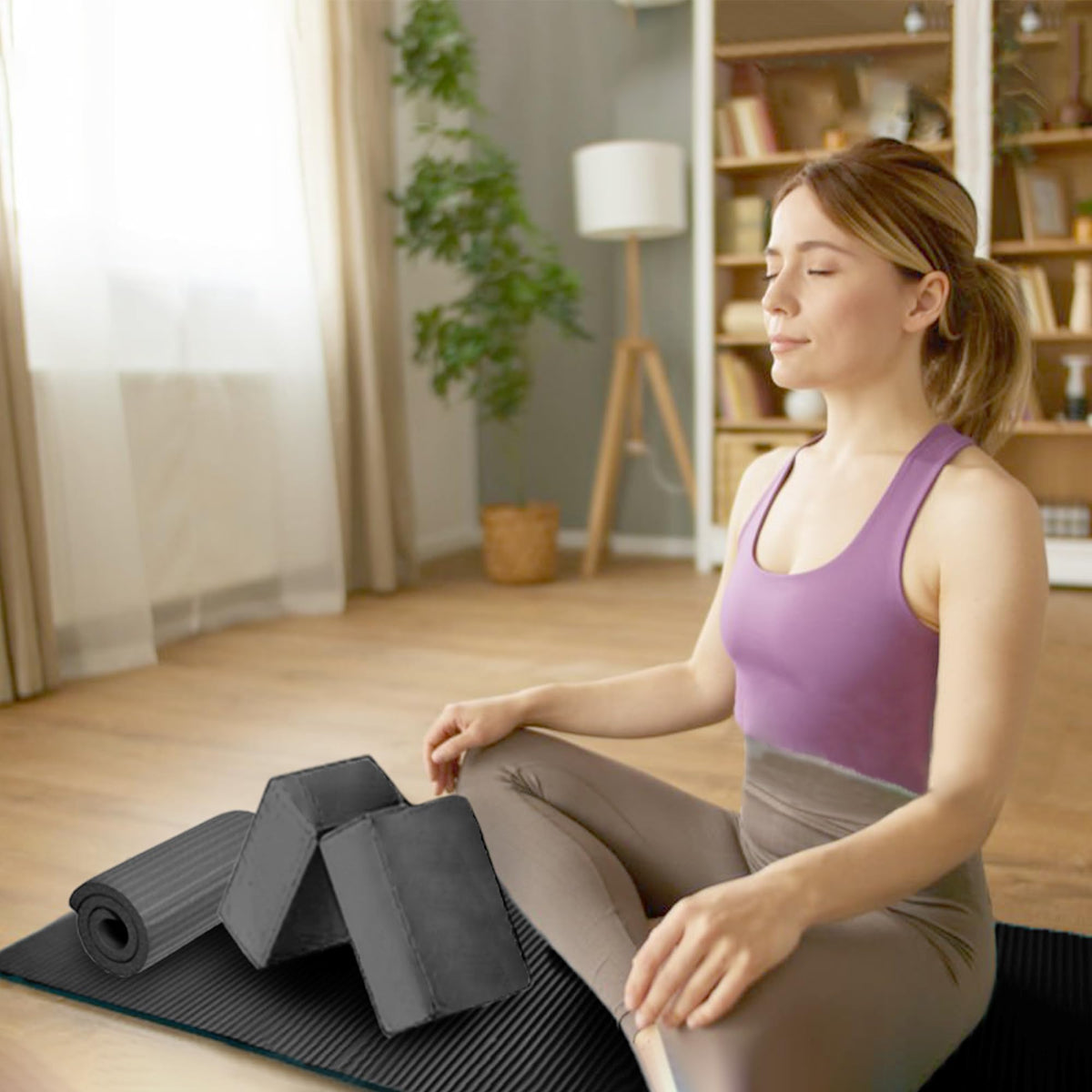 7-Piece Yoga Set with Extra Thick Mat, Blocks and Accessories for Home Workouts