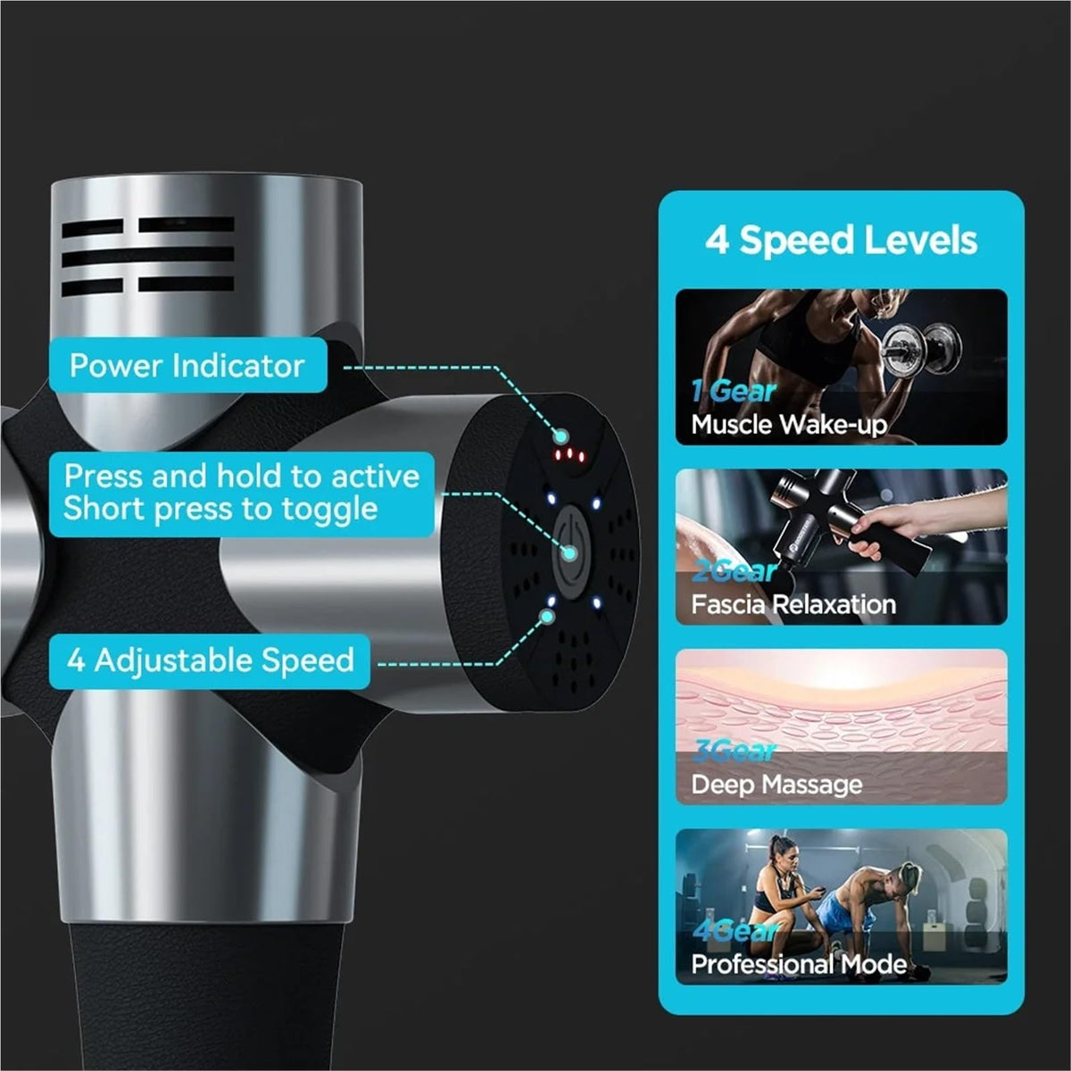 Portable Deep Tissue Massage Gun for Muscle Recovery and Fitness Relief