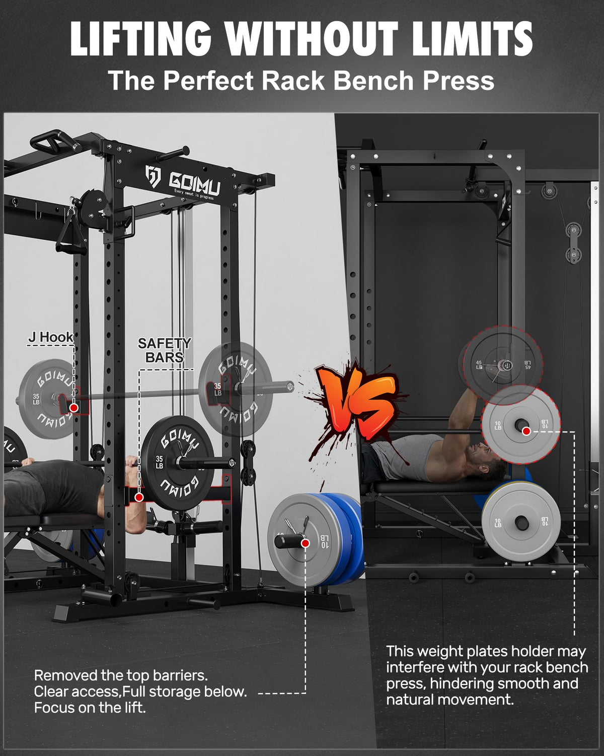 Power Cage Rack with Cable Crossover and Lat Pulldown System