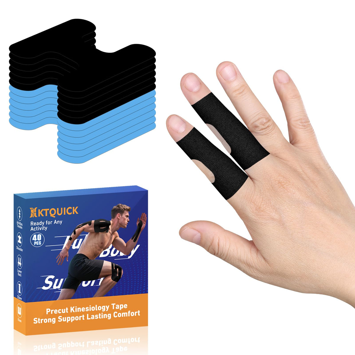 Finger Tape Precut, KTQUICK 20&40 PCS Foot Support