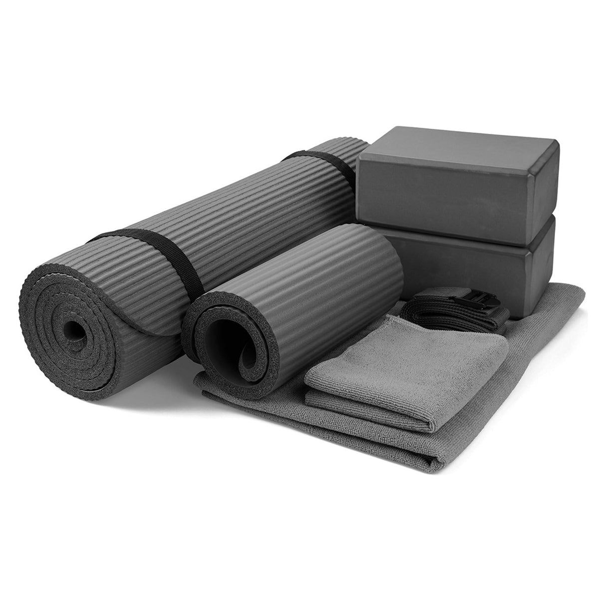 7-Piece Yoga Set with Extra Thick Mat, Blocks and Accessories for Home Workouts