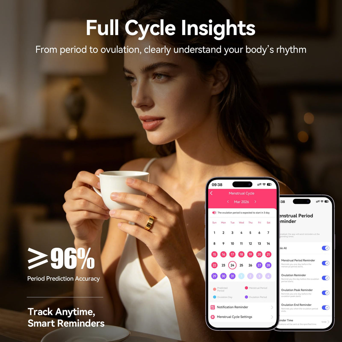 Smart Ring Fitness Tracker with Sleep Monitoring and Heart Rate Tracking