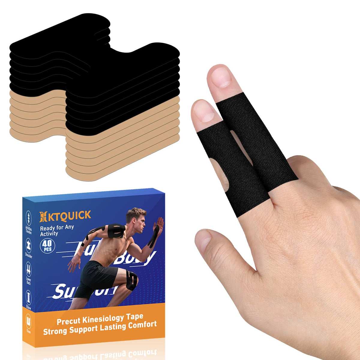 Finger Tape Precut, KTQUICK 20&40 PCS Foot Support