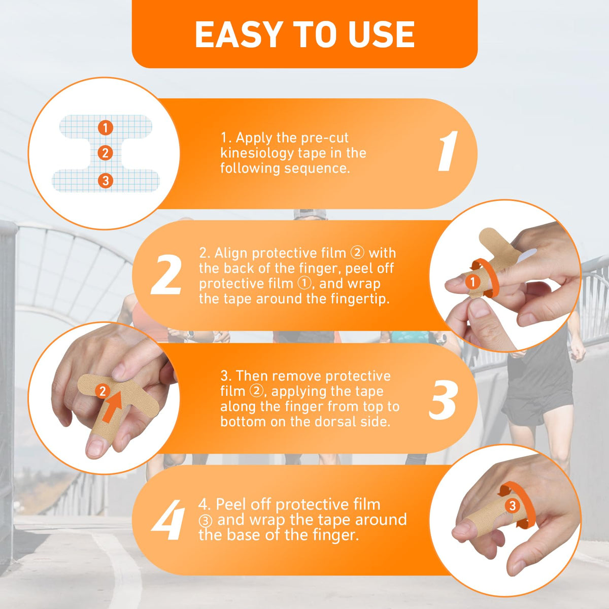 Finger Tape Precut, KTQUICK 20&40 PCS Foot Support