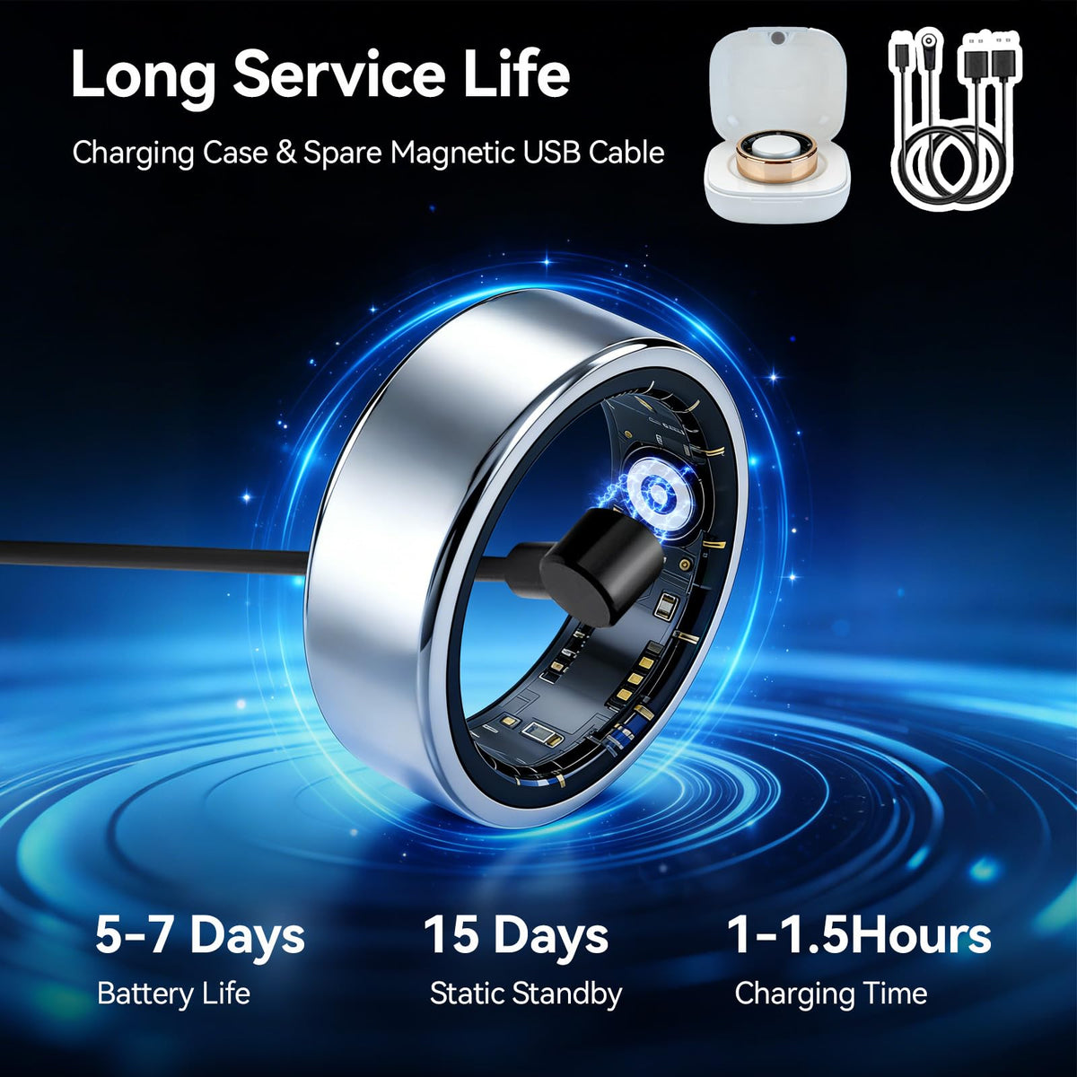 Smart Ring Fitness Tracker with Sleep Monitoring and Heart Rate Tracking