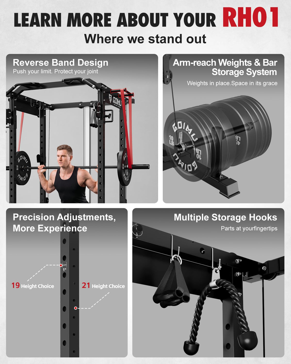 Power Cage Rack with Cable Crossover and Lat Pulldown System