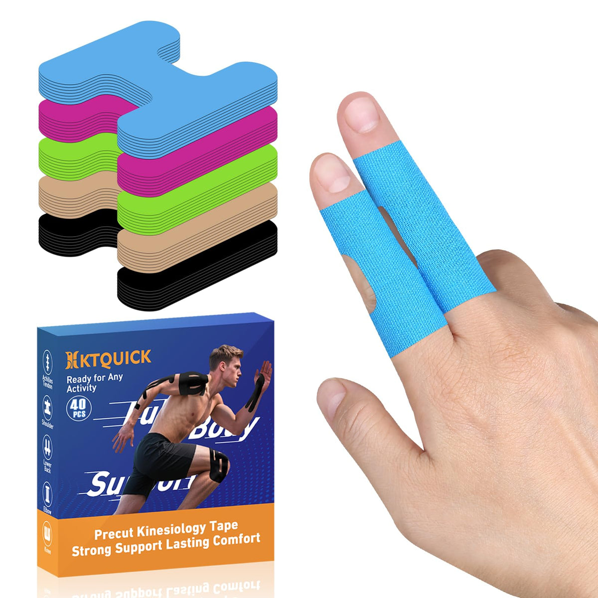 Finger Tape Precut, KTQUICK 20&40 PCS Foot Support