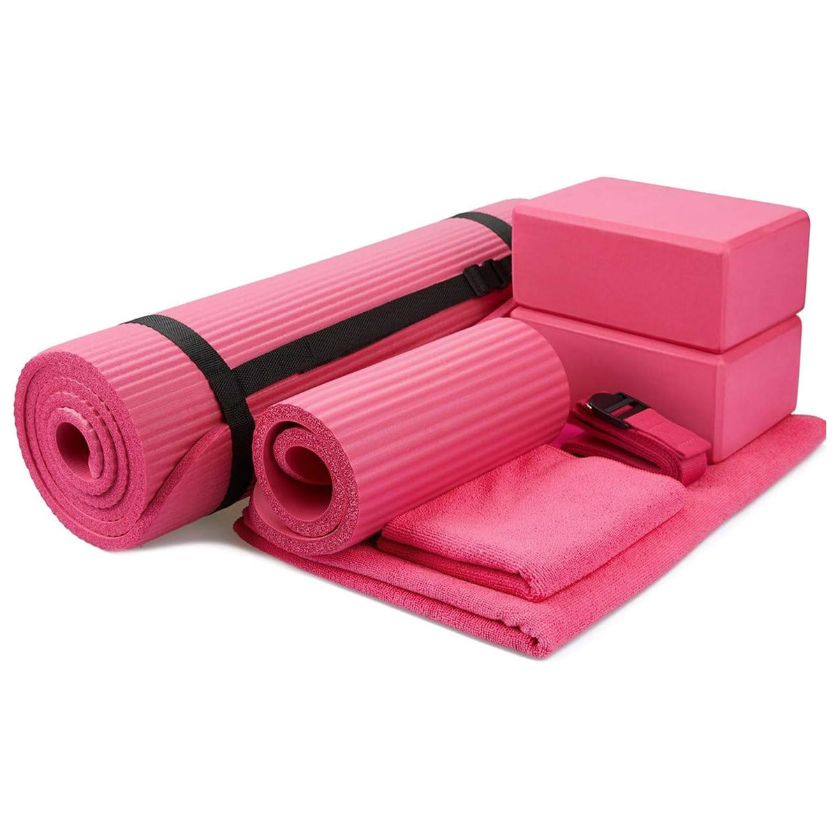 7-Piece Yoga Set with Extra Thick Mat, Blocks and Accessories for Home Workouts