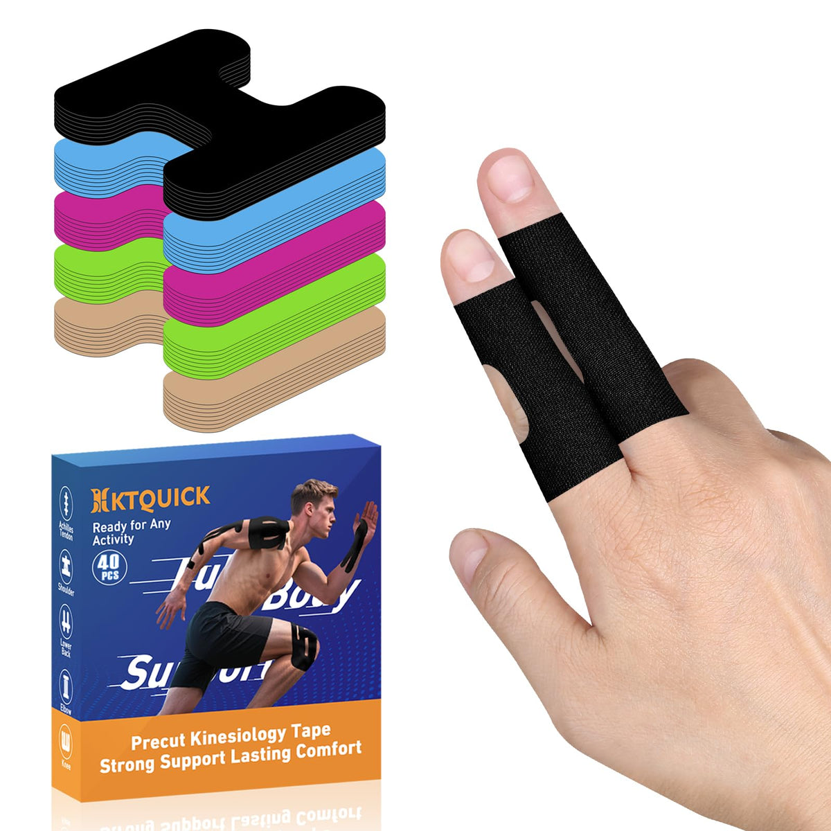 Finger Tape Precut, KTQUICK 20&40 PCS Foot Support