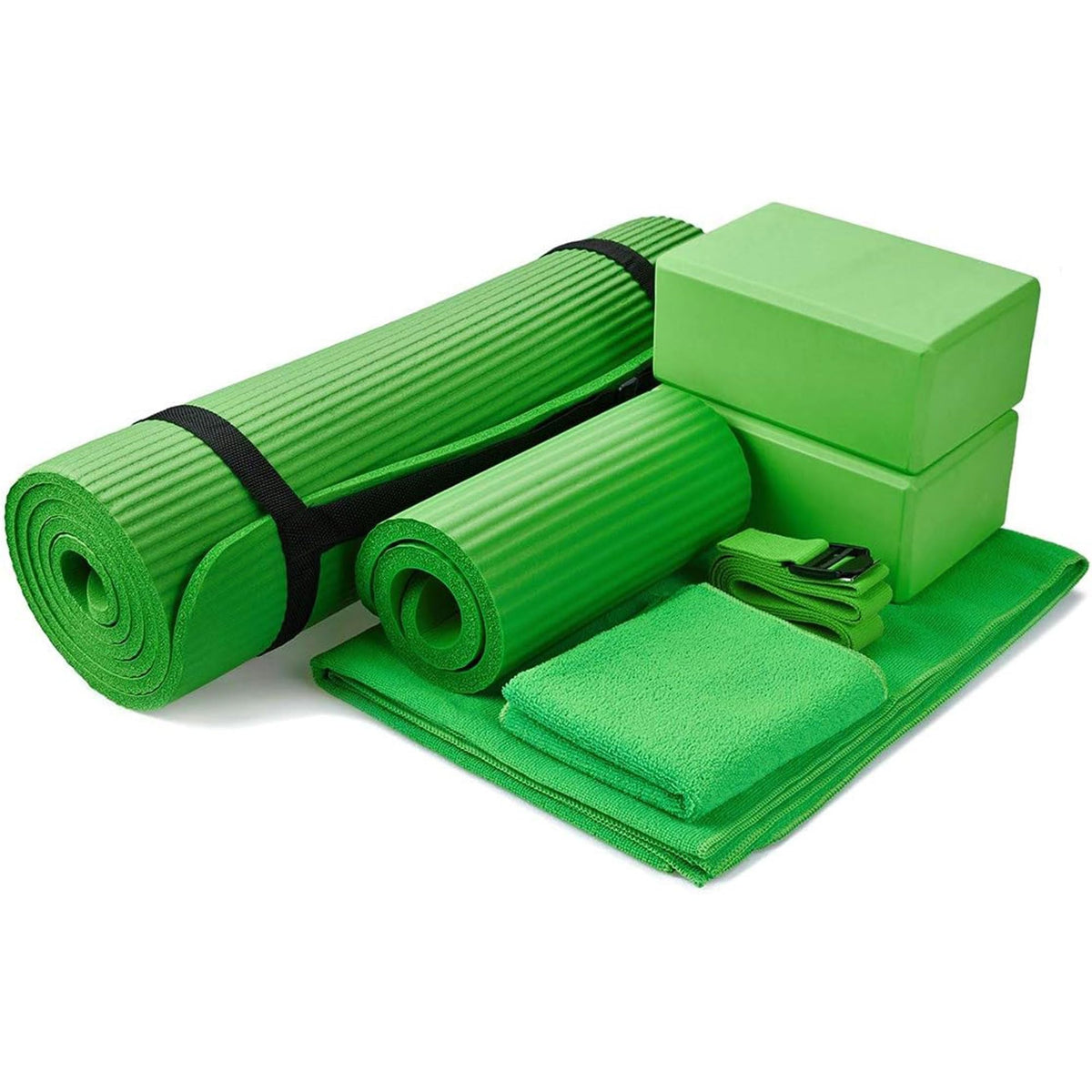 7-Piece Yoga Set with Extra Thick Mat, Blocks and Accessories for Home Workouts