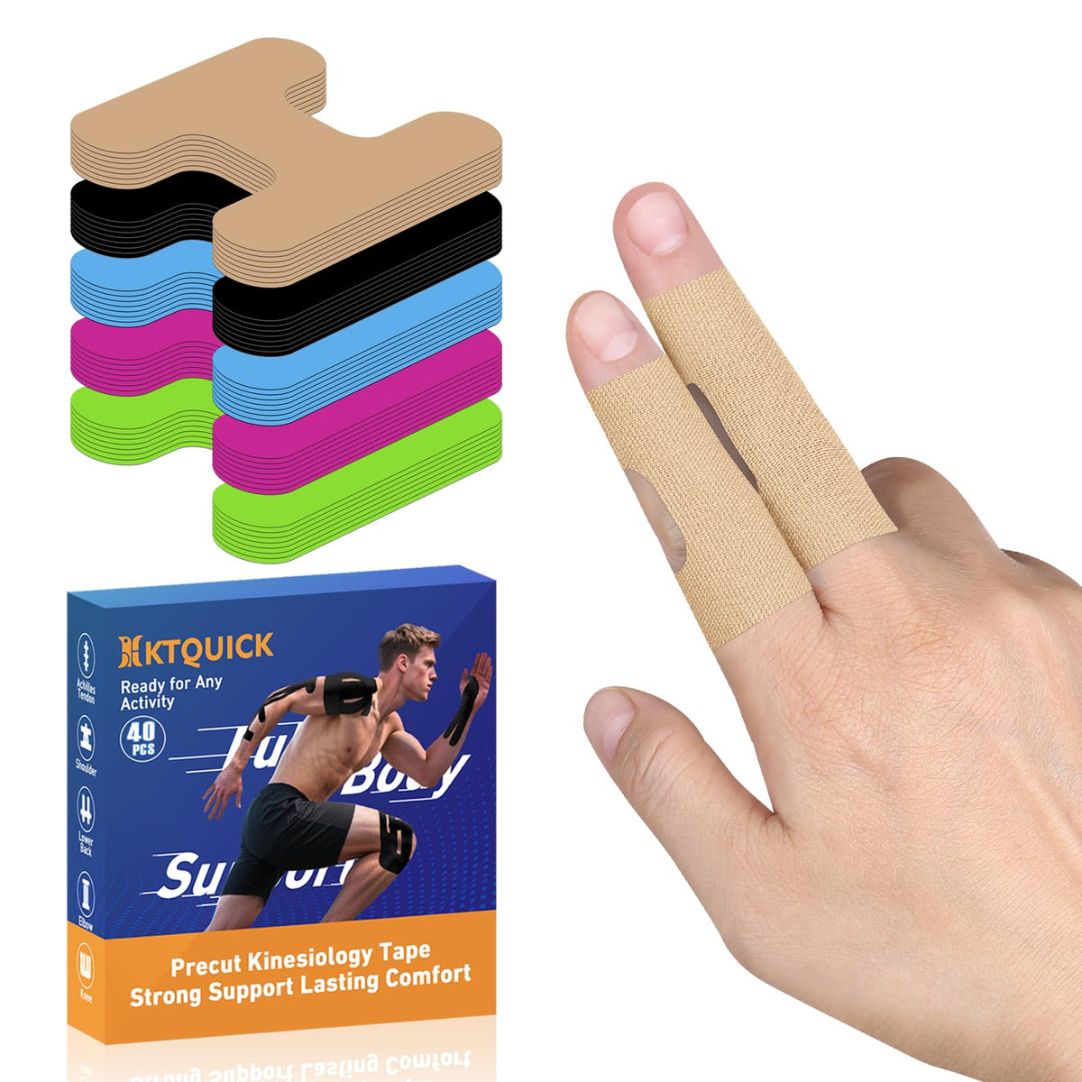 Finger Tape Precut, KTQUICK 20&40 PCS Foot Support