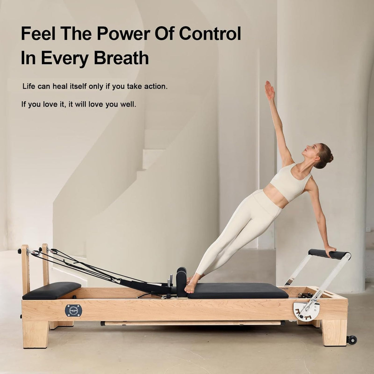 Wood Pilates Reformer Bed for Core and Body Training