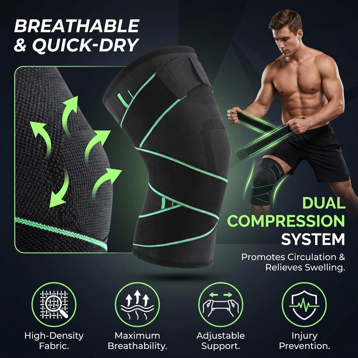 Adjustable Knee Protection Set with Compression Supports and Protective Gear