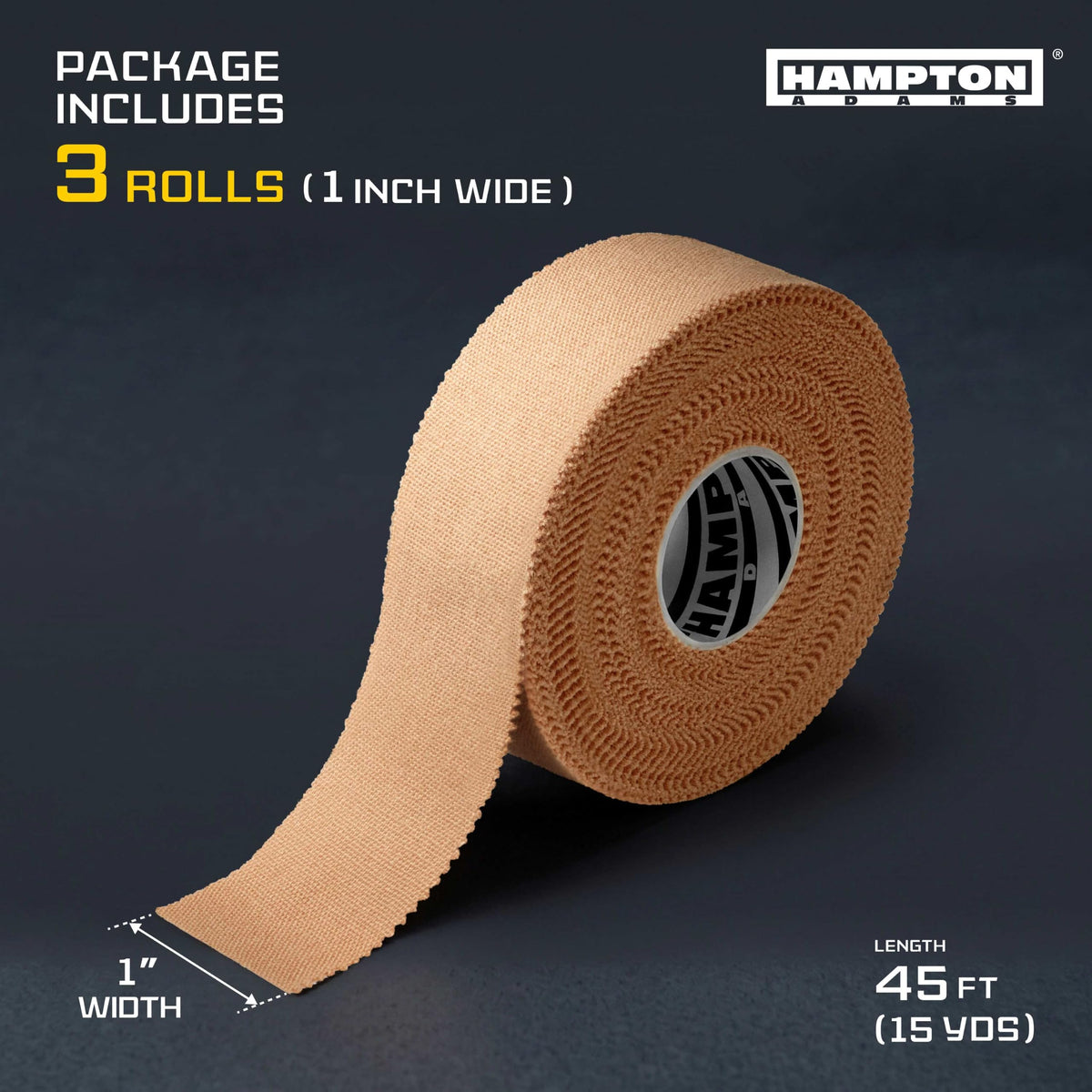 Hampton Adams Athletic Sports Tape, Very Strong, Easy Tear, No Residue