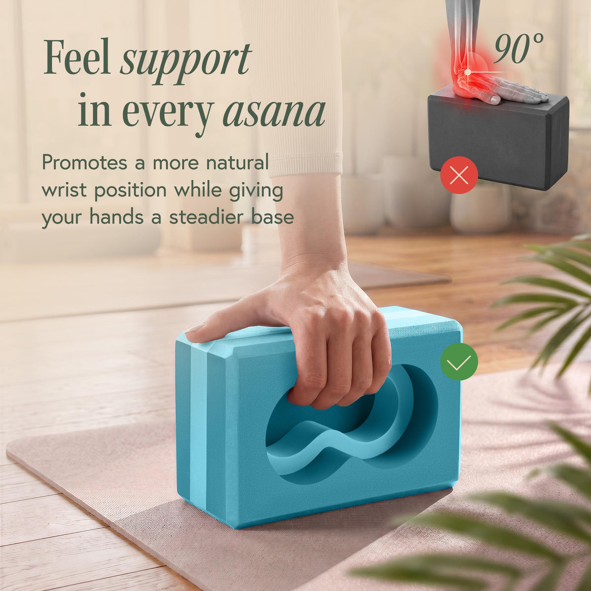 Yoga Block Set with Wrist Support, Knee Pads and Strap for Practice