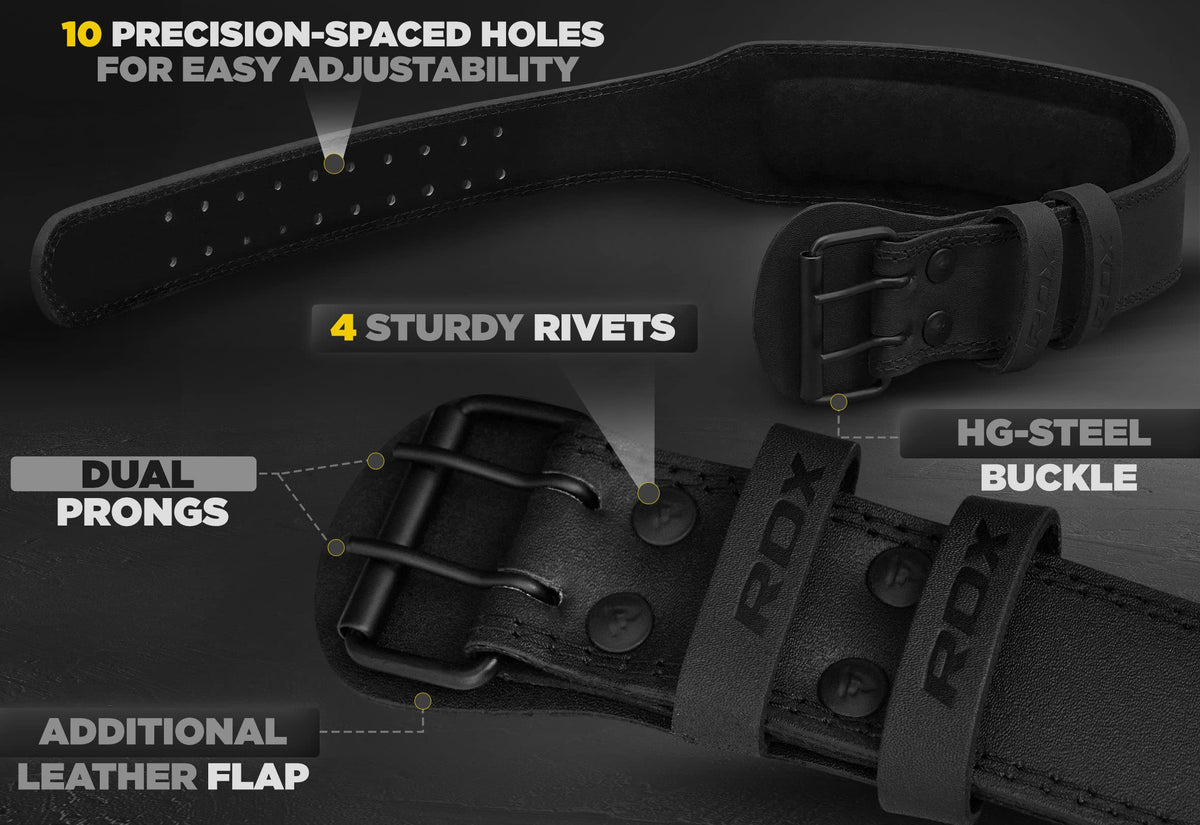Leather Weightlifting Belt with Lumbar Support for Strength Training
