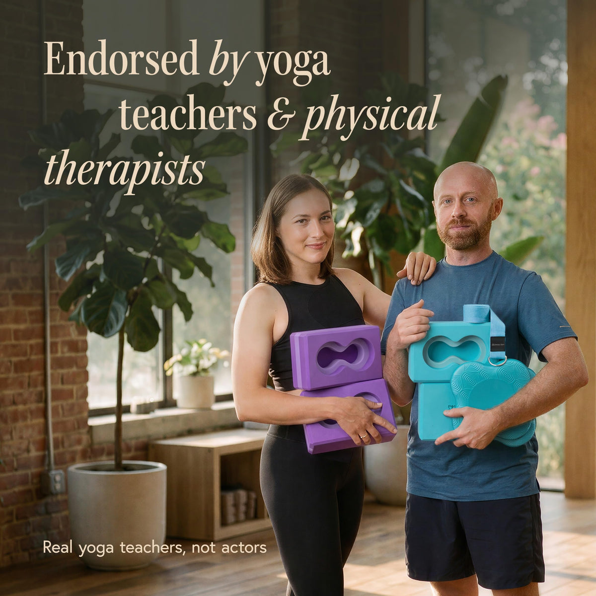 Yoga Block Set with Wrist Support, Knee Pads and Strap for Practice