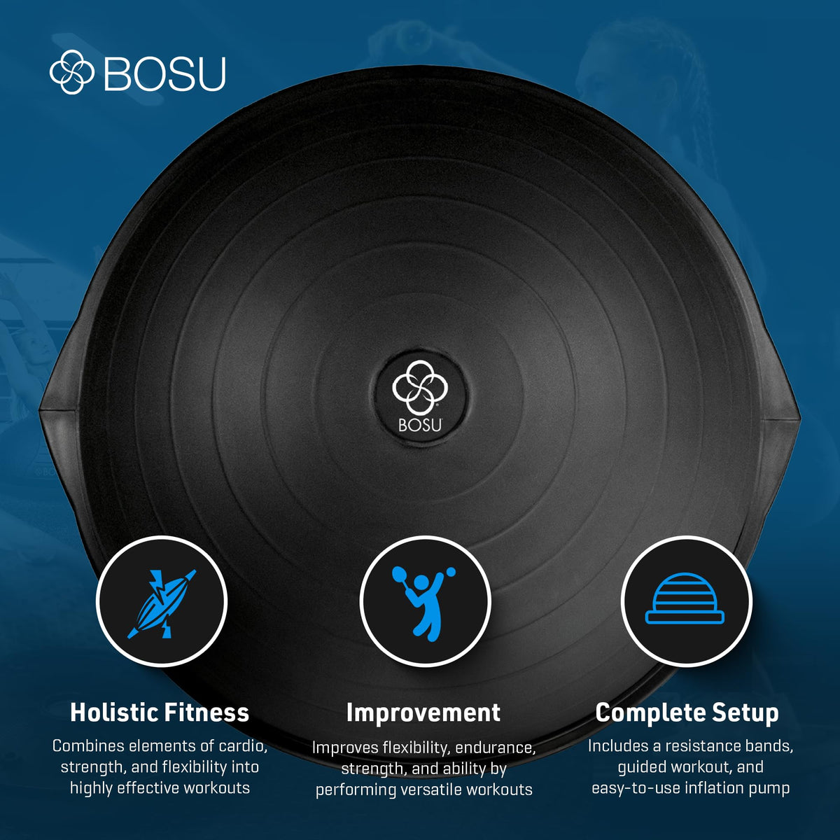 Half Ball Balance Trainer with Resistance Bands for Stability Training