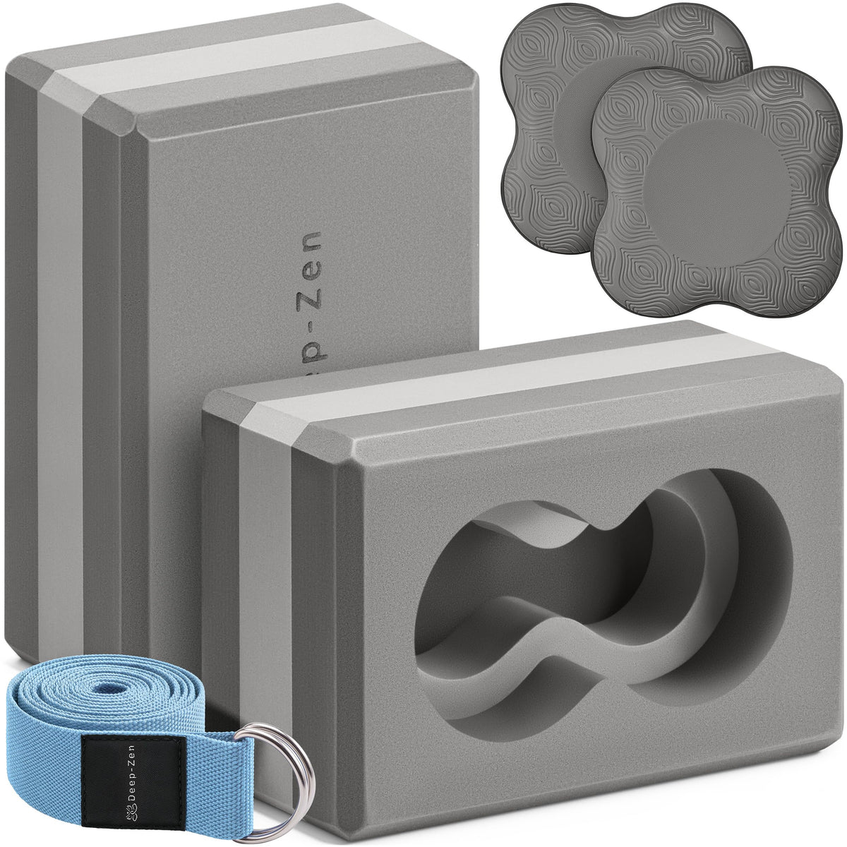 Yoga Block Set with Wrist Support, Knee Pads and Strap for Practice