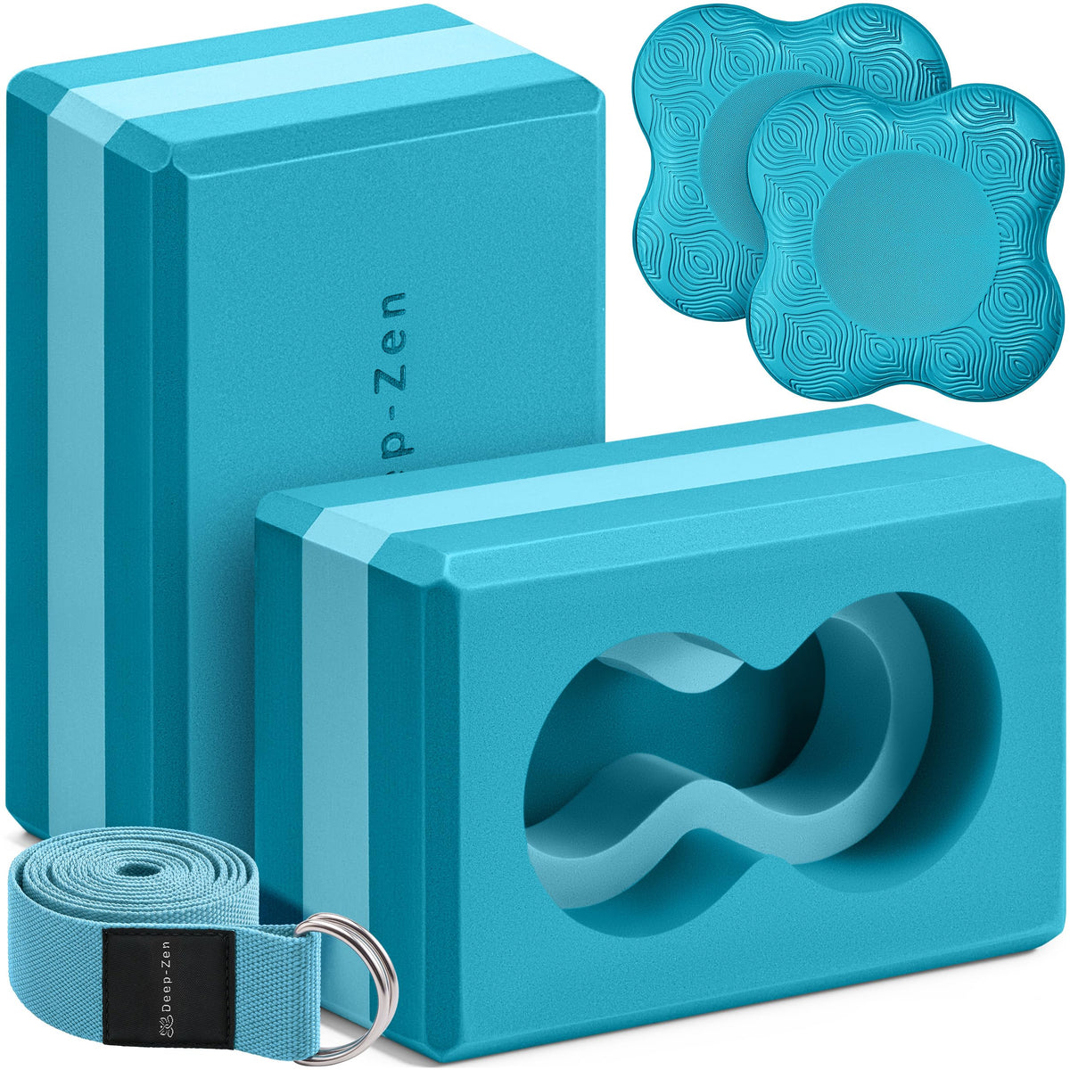 Yoga Block Set with Wrist Support, Knee Pads and Strap for Practice