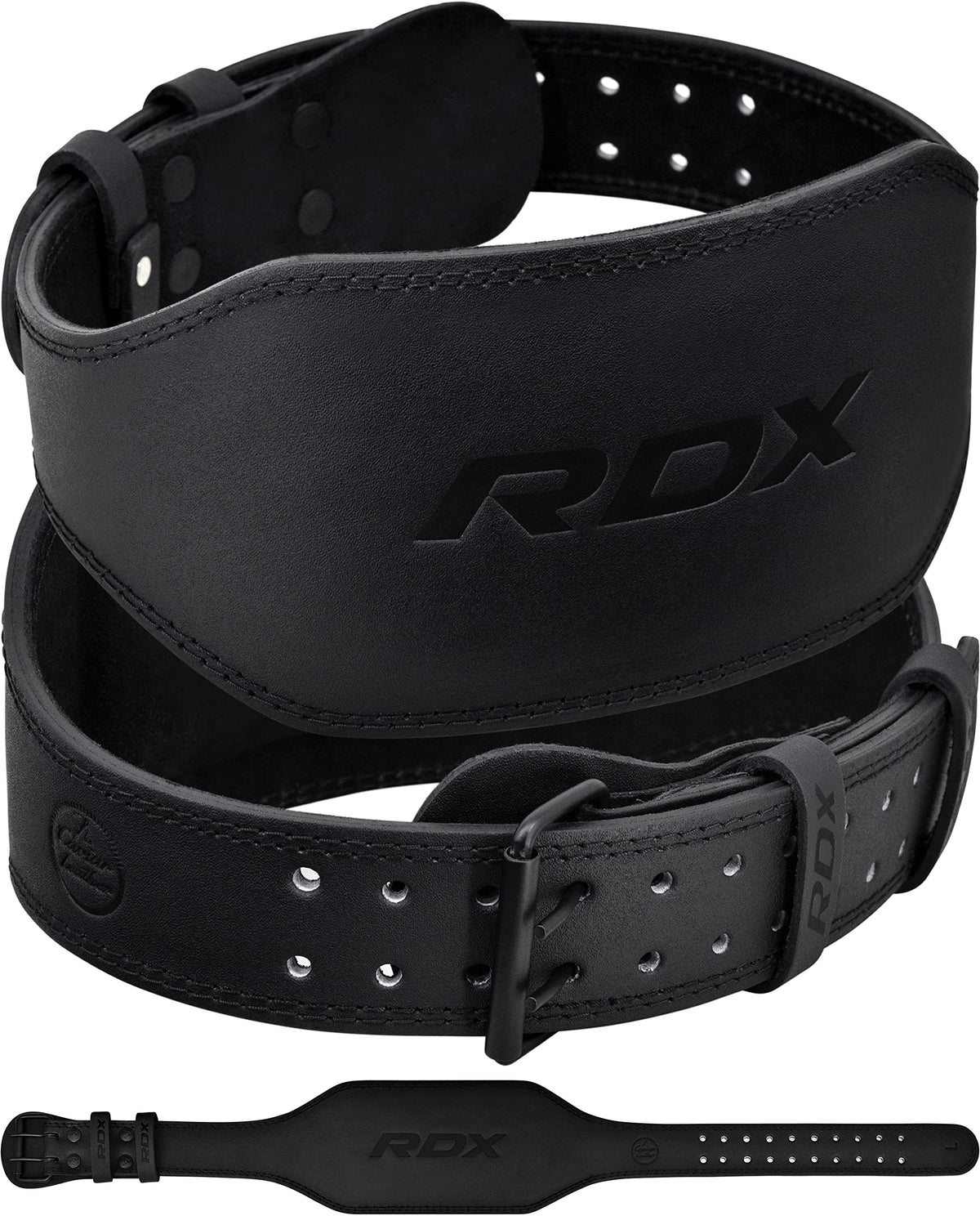 Leather Weightlifting Belt with Lumbar Support for Strength Training