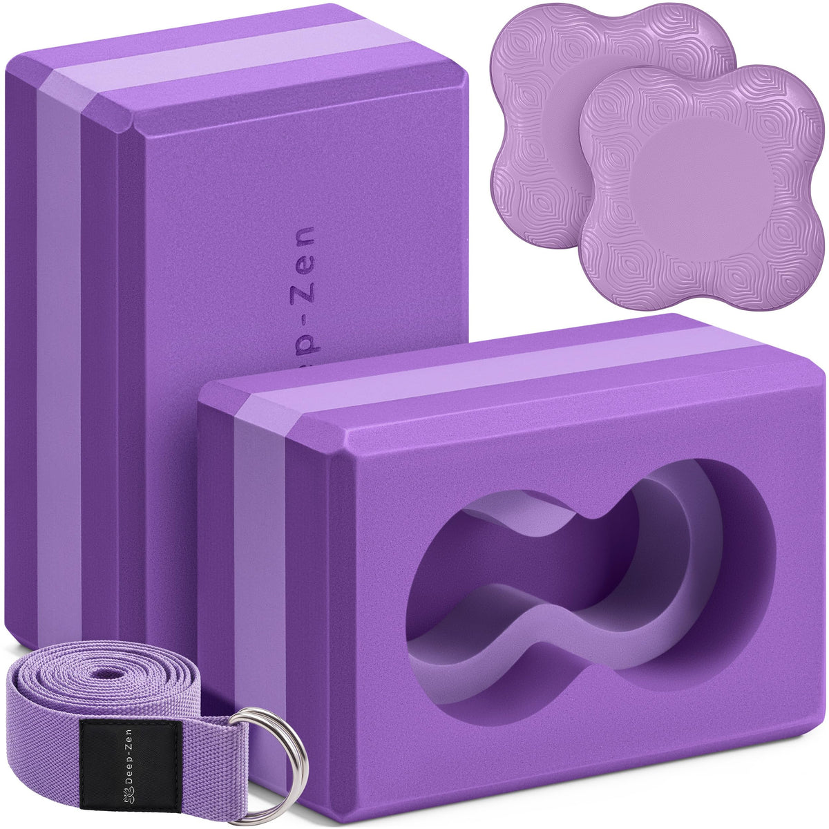 Yoga Block Set with Wrist Support, Knee Pads and Strap for Practice